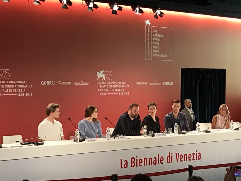 The cast of The Favorite at the press conference